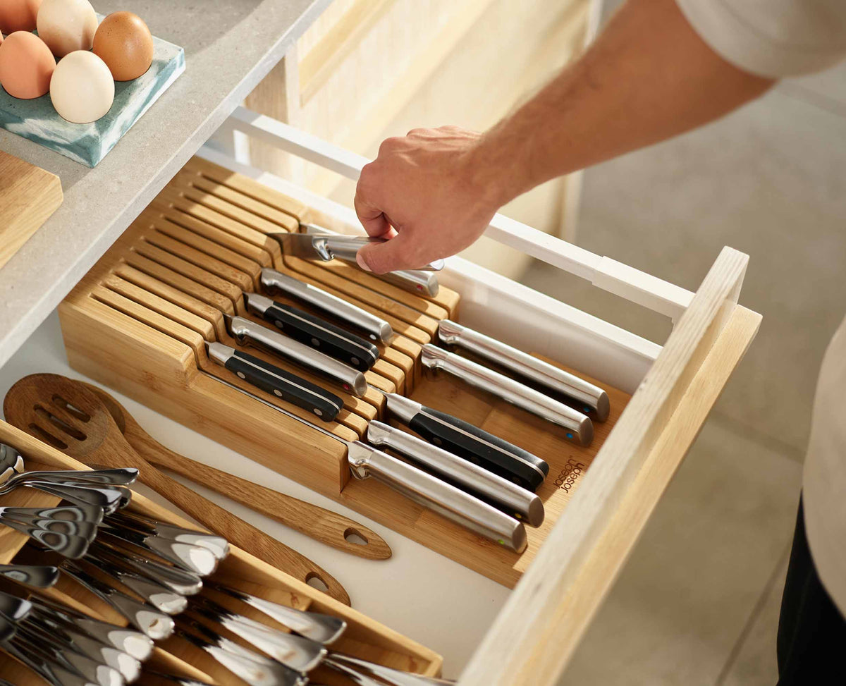 DrawerStore™ Bamboo Large 2-tier Knife Organizer
